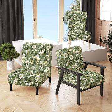 Green Floral Flourishes Elegance - Cottage Arm Chair